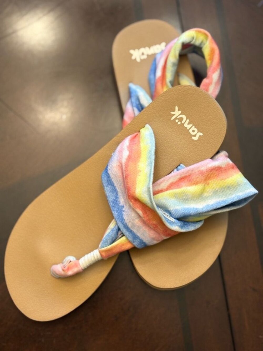 Sanuk Rainbow Tie Dye Yoga Sling Comfort Sandals - Size 8